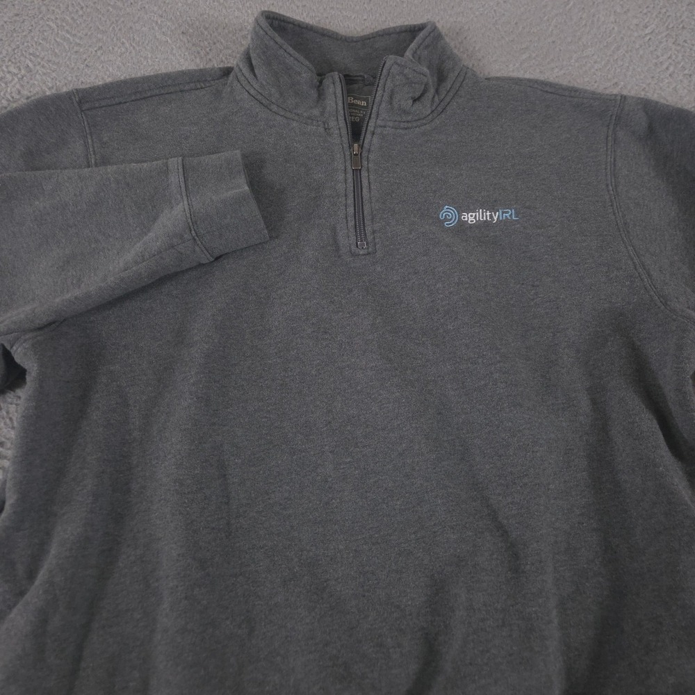 LL Bean Pullover Mens Large Lakewashed Double-Knit Quarter-Zip Logo Sweatshirt